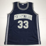 Camiseta de baloncesto universitaria azul de Georgetown de Alonzo Mourning autografiada y firmada por JSA COA