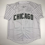 Camiseta de béisbol a rayas de Chicago de Harold Baines autografiada/firmada Beckett BAS COA