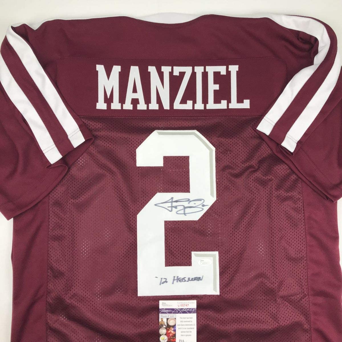 Camiseta de fútbol americano universitario autografiada/firmada de Johnny Manziel, número 12 del Heisman, Texas A&amp;M, color granate, JSA COA