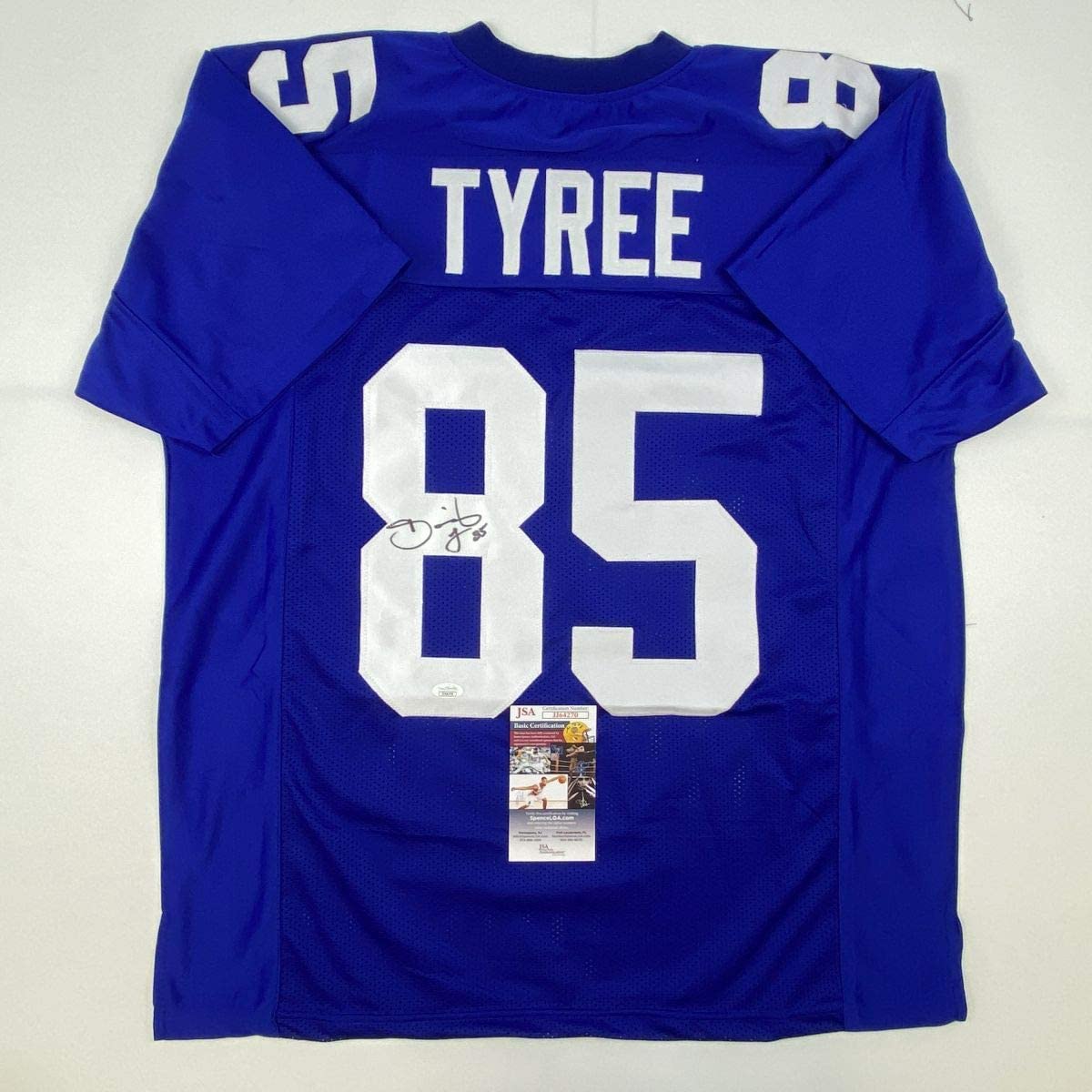 Camiseta de fútbol azul de Nueva York autografiada/firmada por David Tyree (JSA COA)