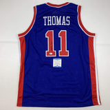 Camiseta de baloncesto azul de Detroit de Isiah Thomas autografiada/firmada Beckett BAS COA