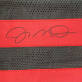 Framed Autographed/Signed Joe Montana 35x39 San Francisco Black Football Jersey JSA COA