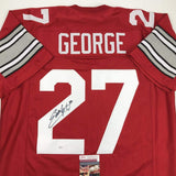 Camiseta de fútbol americano universitario autografiada/firmada por Eddie George, Ohio State, color rojo, JSA COA