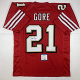 Camiseta de fútbol roja de San Francisco autografiada/firmada por Frank Gore Beckett BAS COA