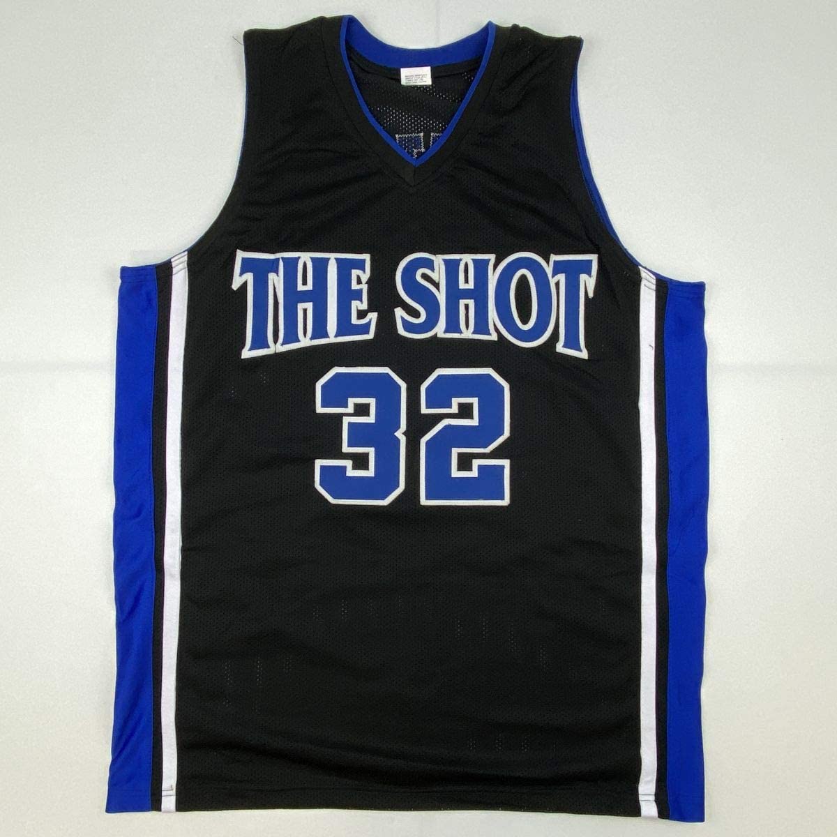 Camiseta de baloncesto universitaria negra Duke The Shot de Christian Laettner autografiada y firmada. PSA/CÓDIGO DE ADN.