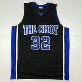 Camiseta de baloncesto universitaria negra Duke The Shot de Christian Laettner autografiada y firmada. PSA/CÓDIGO DE ADN.