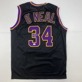 Camiseta de baloncesto negra autografiada/firmada de Shaquille Shaq O'Neal de Los Ángeles LA JSA COA
