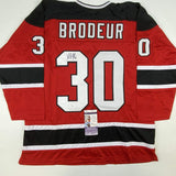 Camiseta de hockey roja de Nueva Jersey autografiada/firmada por Martin Marty Brodeur (JSA COA)