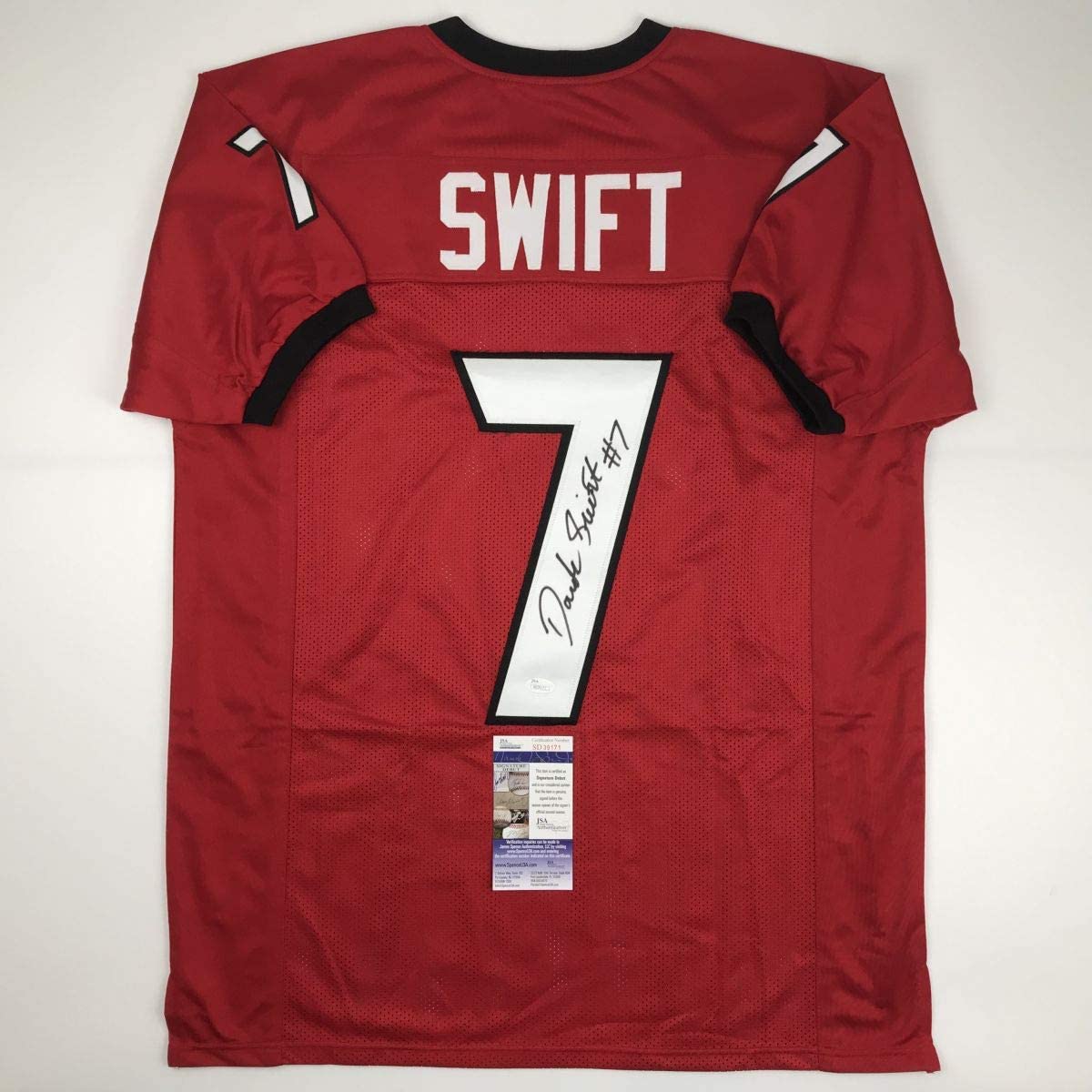 Camiseta de fútbol americano universitario autografiada/firmada por D'Andre Swift, color rojo de Georgia, JSA COA