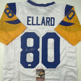 Autographed/Signed Henry Ellard Los Angeles LA White Football Jersey JSA COA
