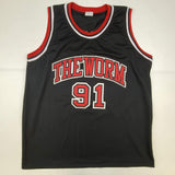 Camiseta de baloncesto negra de Chicago autografiada y firmada por Dennis Rodman (JSA COA)