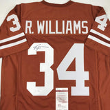 Camiseta de fútbol americano universitario de Texas naranja autografiada/firmada por Ricky Williams (JSA COA)