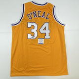 Camiseta de baloncesto amarilla autografiada/firmada de Shaquille Shaq O'Neal Los Ángeles LA Beckett BAS COA