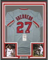Camiseta de béisbol enmarcada, autografiada y firmada por Vladimir Vlad Guerrero, 35 x 39, gris, de Los Ángeles, Anaheim, JSA COA