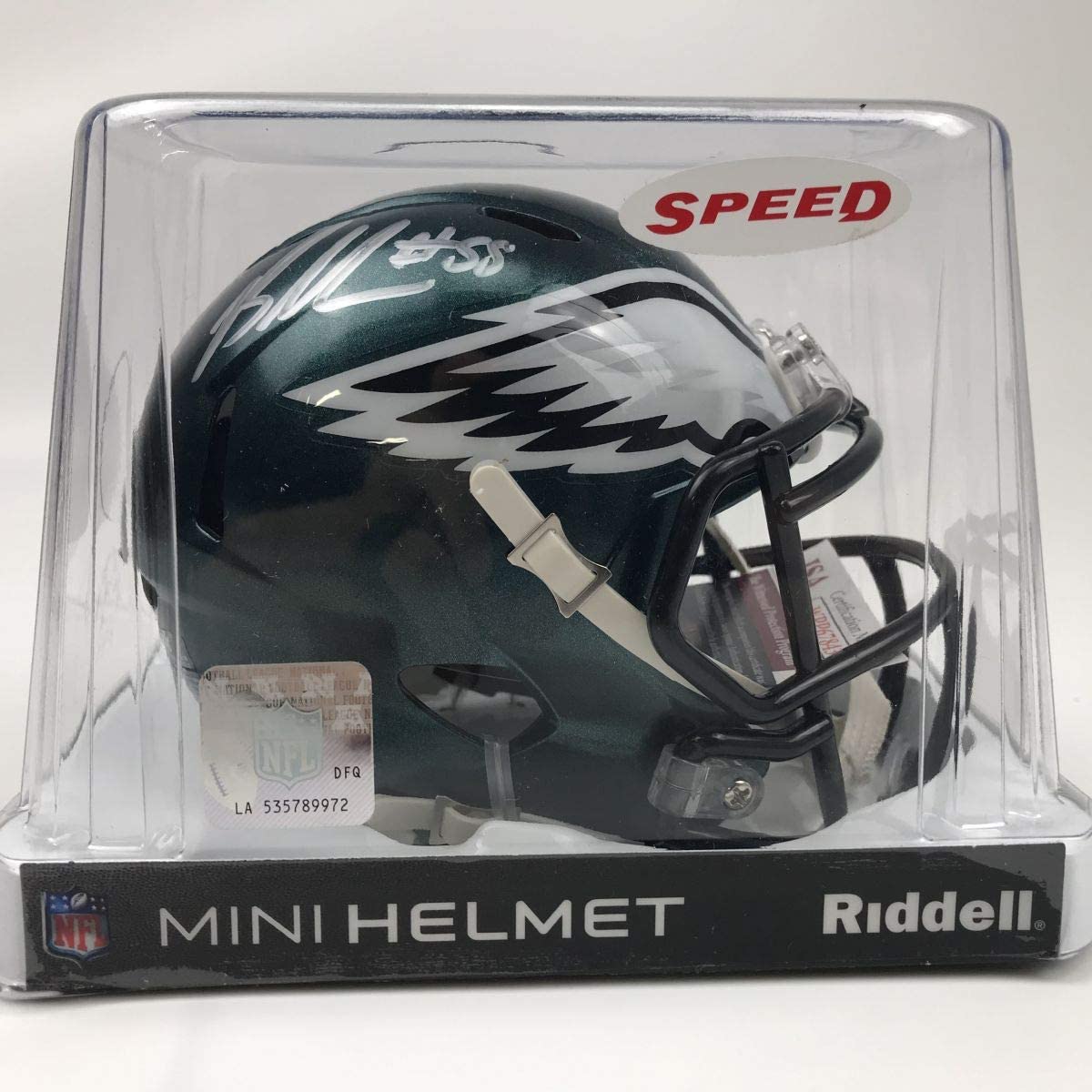 Casco de fútbol americano en miniatura de los Philadelphia Eagles autografiado y firmado por Brandon Graham (JSA COA)