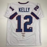 Camiseta de fútbol americano blanca de búfalo autografiada/firmada de Jim Kelly JSA COA