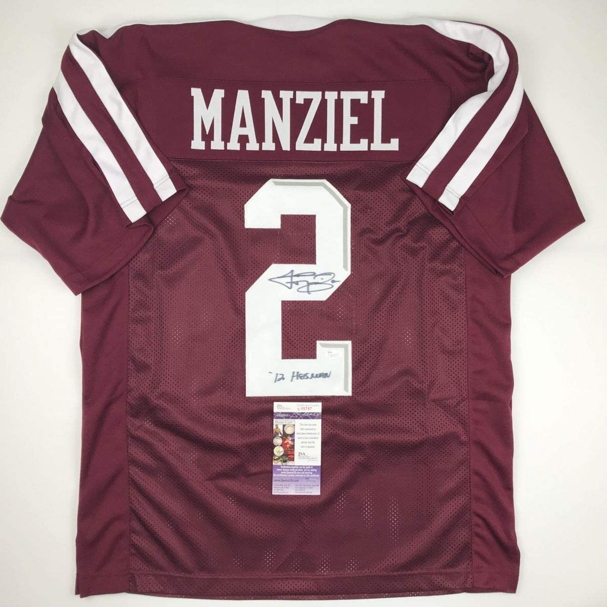 Camiseta de fútbol americano universitario autografiada/firmada de Johnny Manziel, número 12 del Heisman, Texas A&amp;M, color granate, JSA COA
