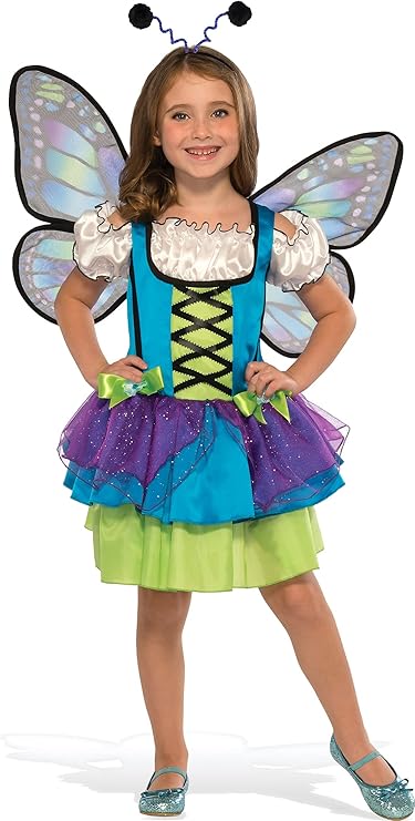 Girls Glittery Blue Butterfly Costume