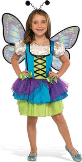 Girls Glittery Blue Butterfly Costume