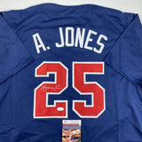 Camiseta de béisbol azul de Atlanta autografiada/firmada por Andruw Jones (JSA COA)