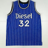 Autographed/Signed Shaquille Shaq O'Neal Orlando Blue Pinstripe Basketball Jersey Beckett BAS COA