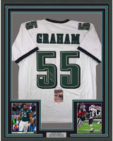 Camiseta de fútbol americano blanca de Filadelfia, enmarcada, autografiada y firmada por Brandon Graham, 35 x 39, JSA COA