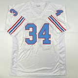 Autographed/Signed Earl Campbell Houston White Football Jersey Beckett BAS COA