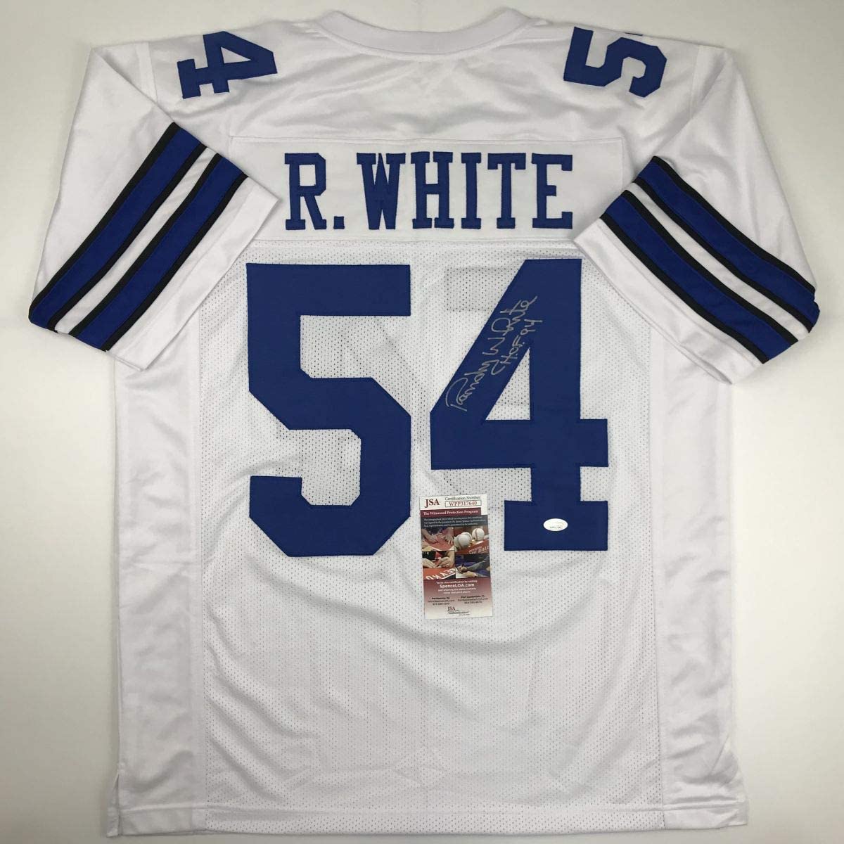 Camiseta de fútbol americano Dallas White autografiada/firmada por Randy White HOF 94 JSA COA