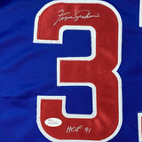 Camiseta de béisbol azul de Chicago, enmarcada, autografiada y firmada por Ferguson Fergie Jenkins, 35 x 39, HOF 91, JSA COA