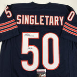 Camiseta de fútbol americano azul Chicago del Salón de la Fama del 98 autografiada/firmada por Mike Singletary (JSA COA)