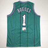 Autographed/Signed Muggsy Bogues Charlotte Teal Basketball Jersey PSA/DNA COA