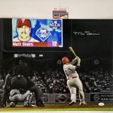 Foto de béisbol autografiada/firmada por Matt Stairs Moon Shot Philadelphia Phillies 16x20 JSA COA