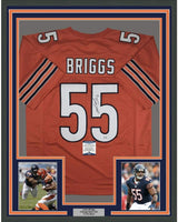 Camiseta de fútbol naranja de Chicago Beckett BAS COA enmarcada, autografiada y firmada por Lance Briggs, 35 x 39
