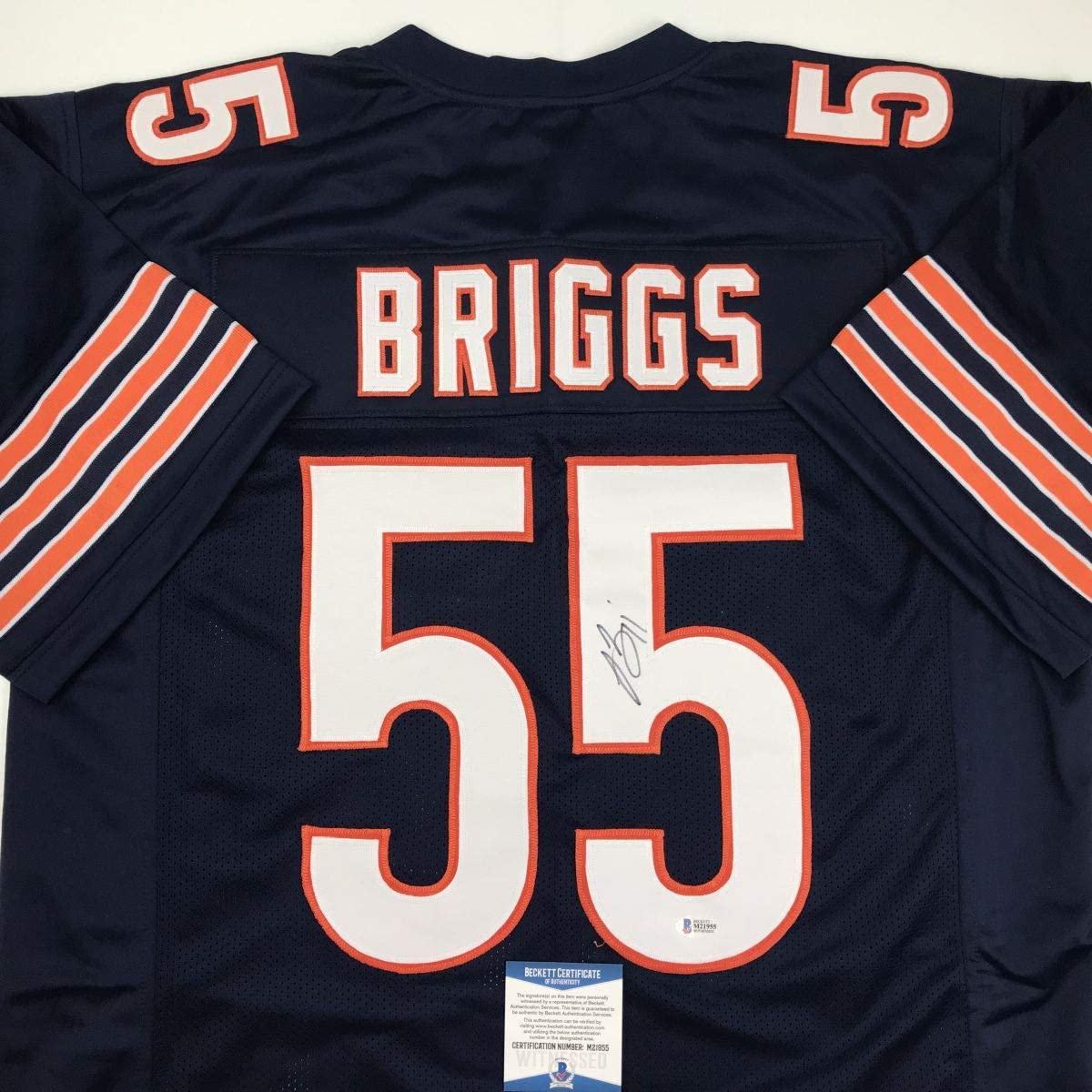 Camiseta de fútbol azul de Chicago de Lance Briggs autografiada/firmada Beckett BAS COA