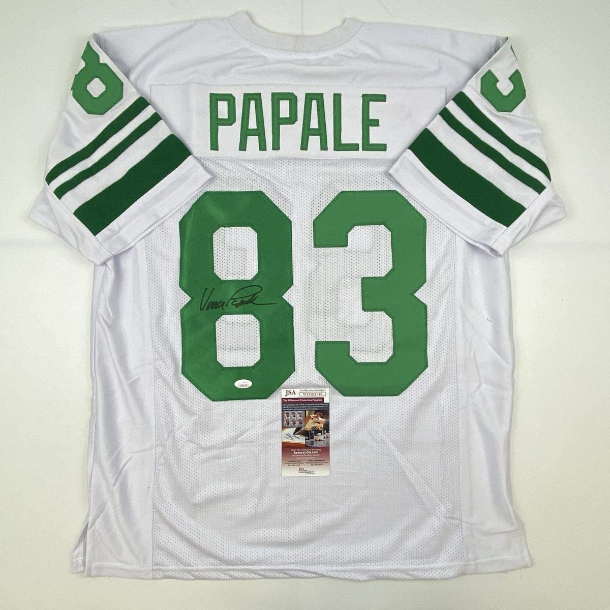Camiseta de fútbol blanca de Filadelfia autografiada/firmada por Vince Papale (JSA COA)