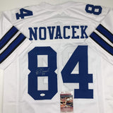 Camiseta de fútbol blanca de Dallas de Jay Novacek autografiada/firmada JSA COA