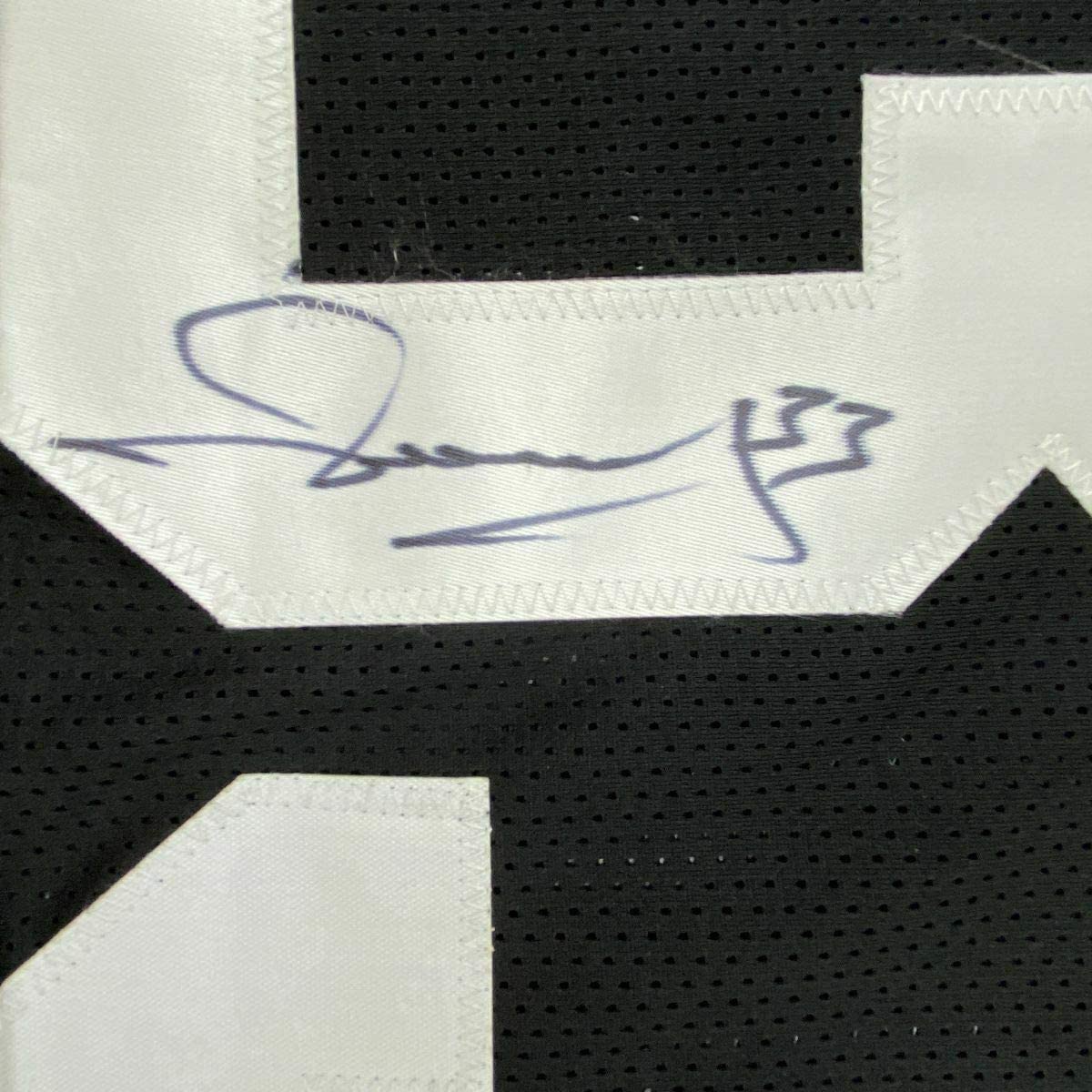 Camiseta de fútbol americano de Pittsburgh, negra, enmarcada, autografiada y firmada por Merril Hoge, 35 x 39, JSA COA