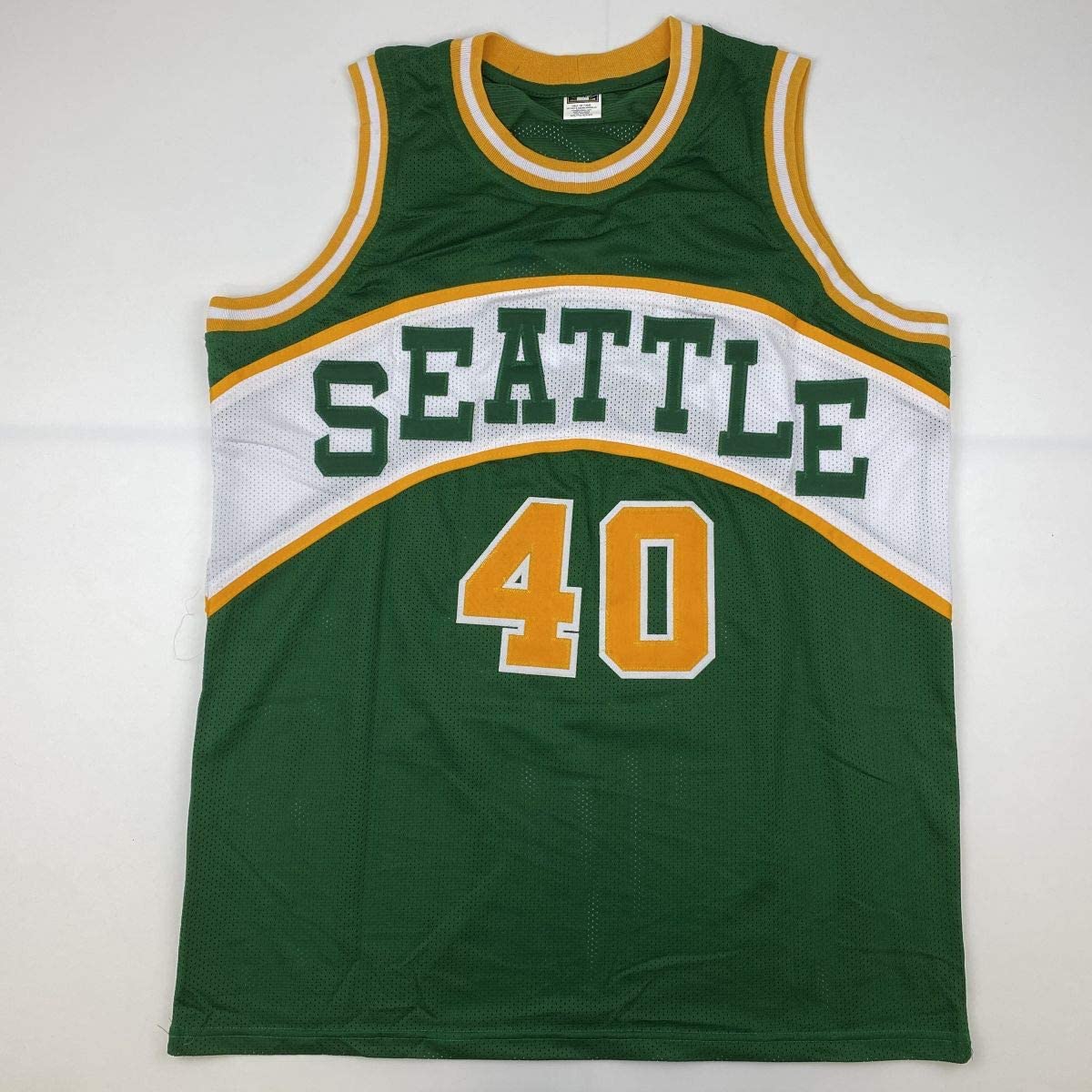 Camiseta de baloncesto verde de Seattle autografiada y firmada por Shawn Kemp (JSA COA)
