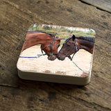 Horses Wooden Cork Coasters Gift Set of 4 by Nature Wonders - Nature Wildlife Decor  - 95370C-S4