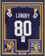 Framed Autographed/Signed Jarvis Landry 35x39 LSU Purple College Football Jersey JSA COA