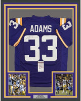 Camiseta de fútbol americano universitario de LSU, enmarcada, autografiada y firmada por Jamal Adams, 35 x 39, color morado, JSA COA