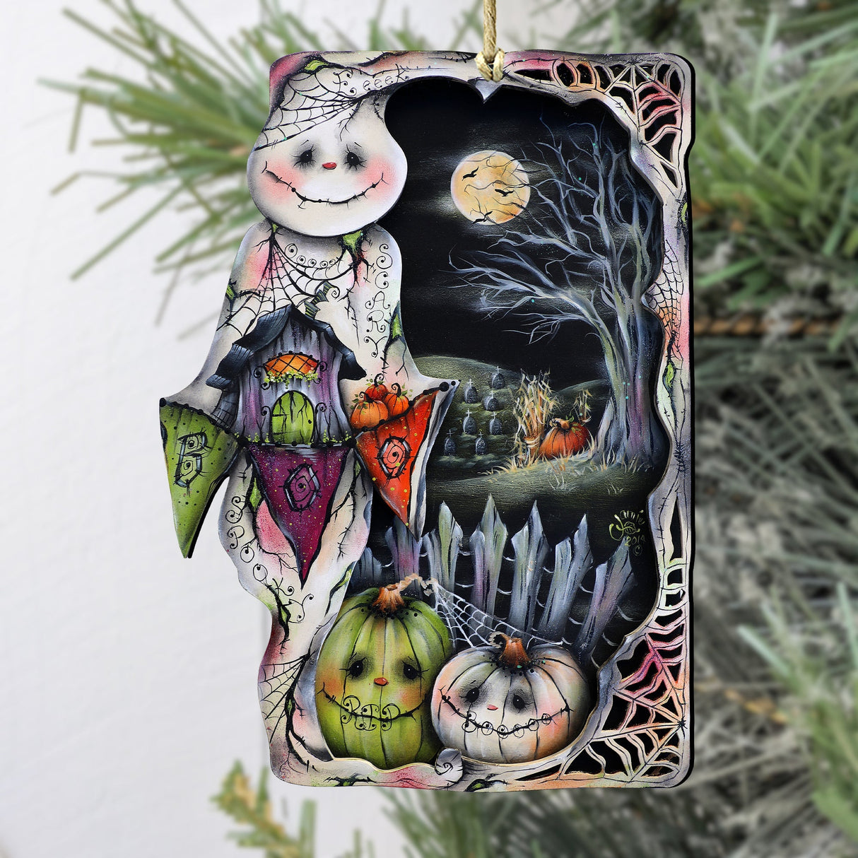 Night of the Pumpkins Wooden Ornaments by Jamie Mills-Price Halloween Decor - 8611078-MP