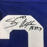 Autographed/Signed Shaun Alexander Seattle Blue Football Jersey JSA COA