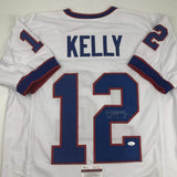 Camiseta de fútbol americano blanca de búfalo autografiada/firmada de Jim Kelly JSA COA