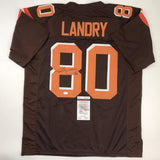Camiseta de fútbol americano de Cleveland autografiada/firmada por Jarvis Landry, color marrón, JSA COA