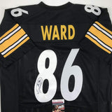 Camiseta de fútbol americano negra de Pittsburgh autografiada/firmada por Hines Ward (JSA COA)