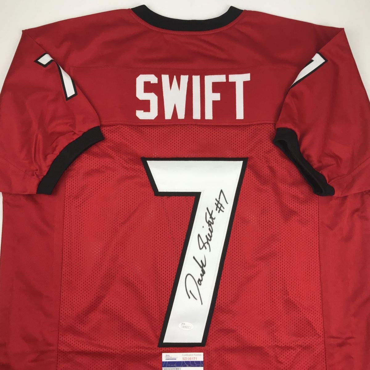 Camiseta de fútbol americano universitario autografiada/firmada por D'Andre Swift, color rojo de Georgia, JSA COA