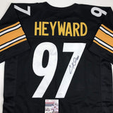 Camiseta de fútbol americano negra de Pittsburgh autografiada/firmada por Cameron Cam Heyward (JSA COA)