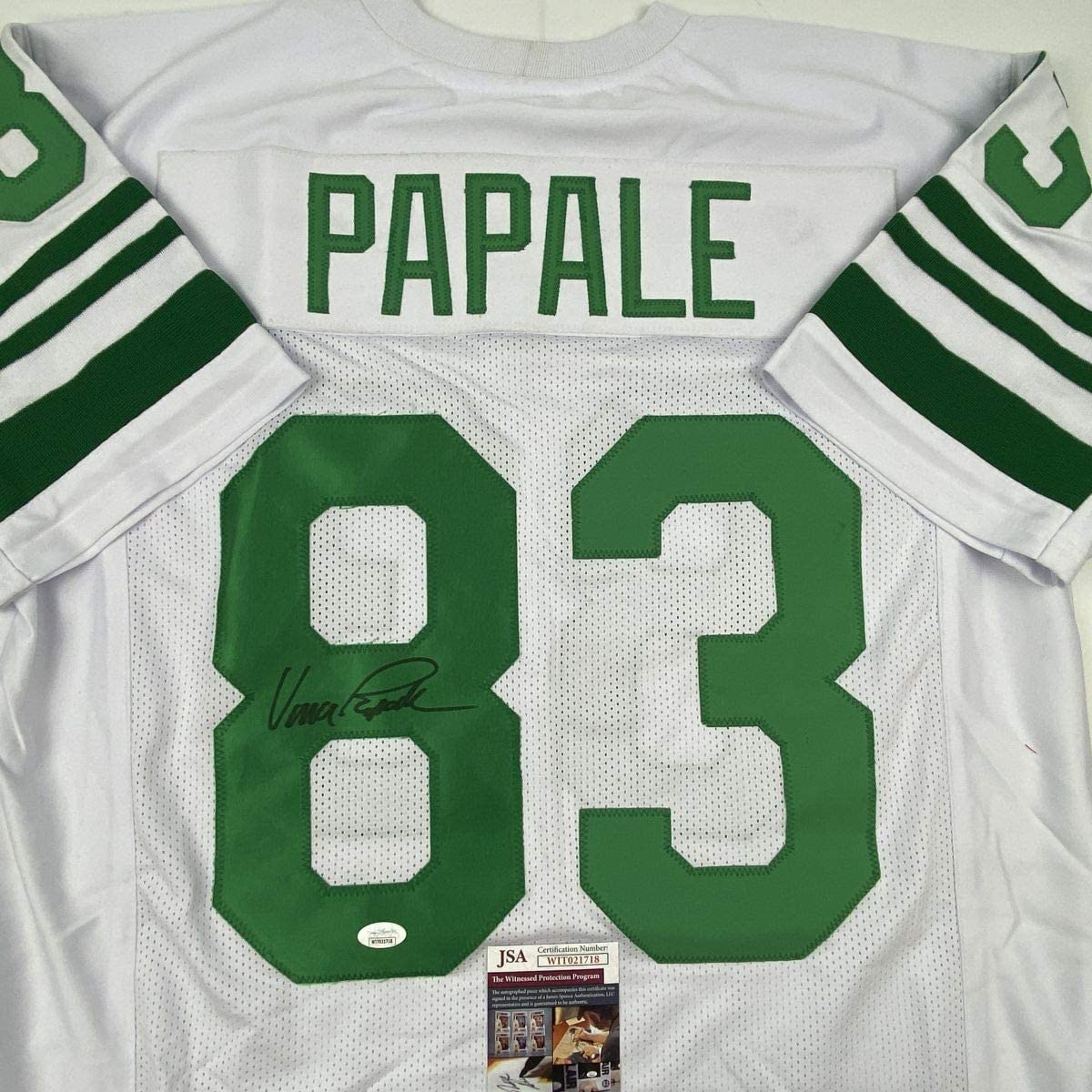 Camiseta de fútbol blanca de Filadelfia autografiada/firmada por Vince Papale (JSA COA)