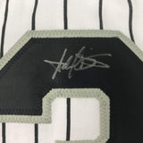 Camiseta de béisbol a rayas de Chicago de Harold Baines autografiada/firmada Beckett BAS COA